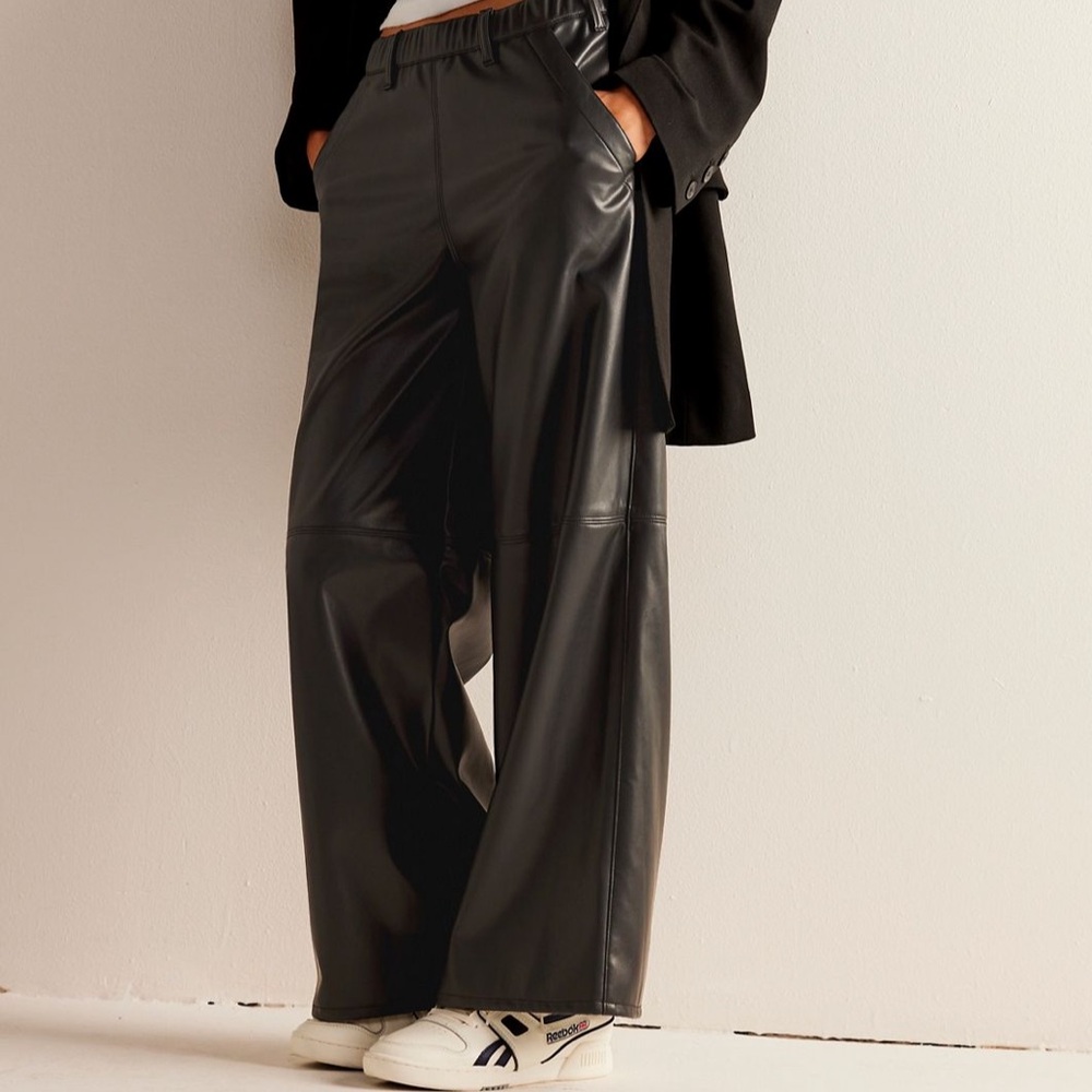 Free People pull on Black Leather Pants